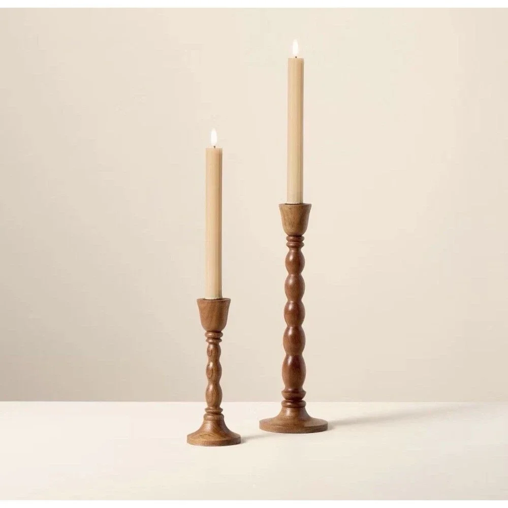 6pk Ribbed Flameless LED Taper Candles Honey - Hearth & Hand with Magnolia RARE